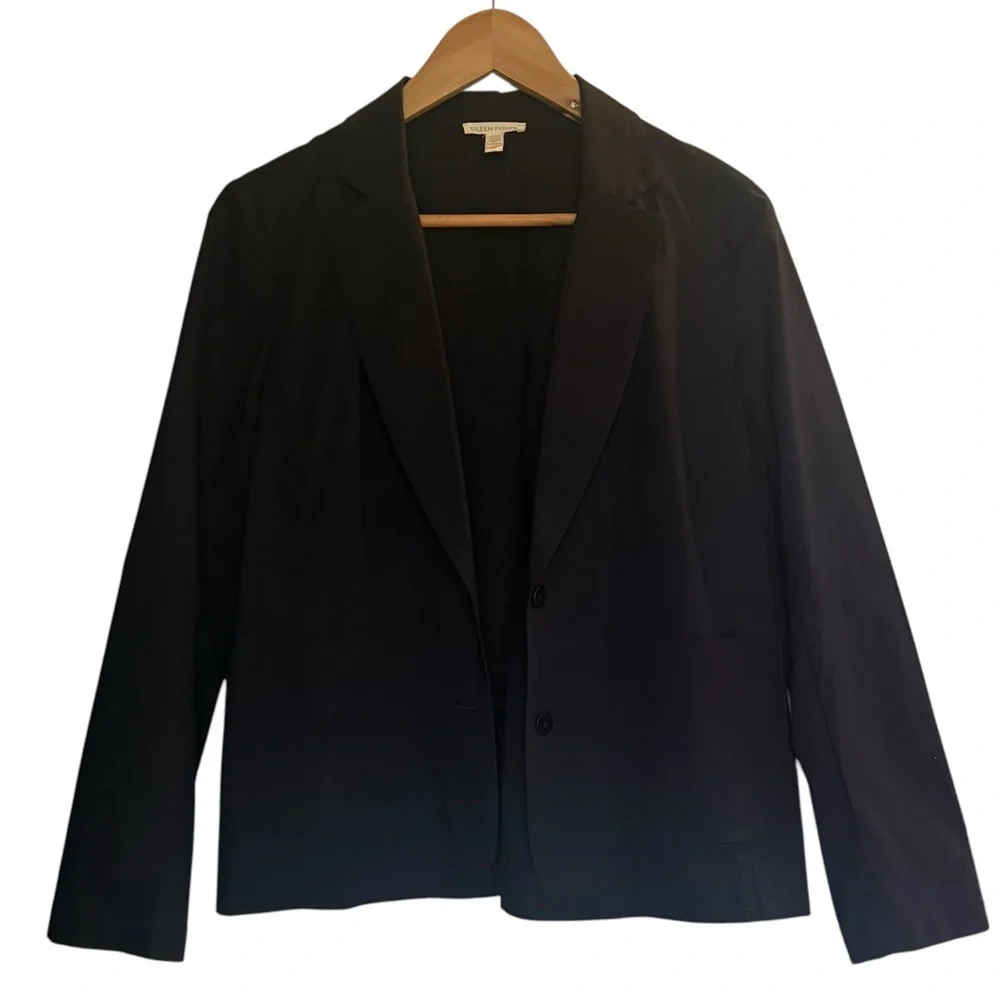 Eileen Fisher Organic Cotten Double Pocket Button Front Blazer Jacket Womens XS - Picture 2 of 10